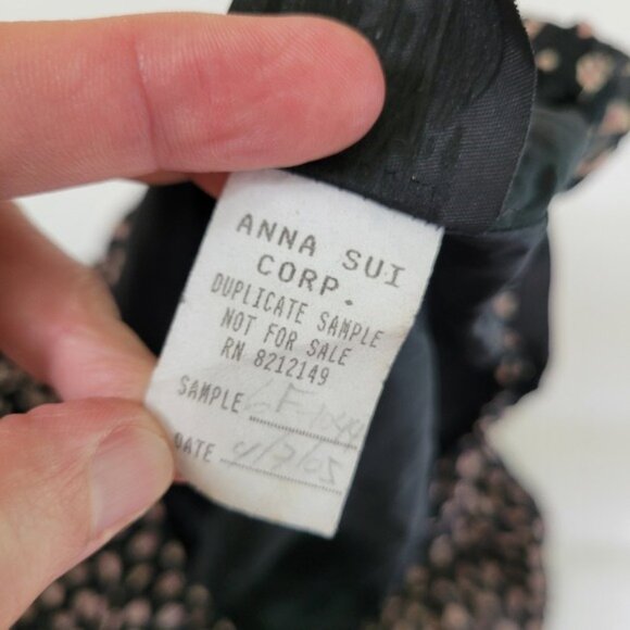 Anna Sui Tiered A-Line Skirt Sheer Ruffle Hem Pink Leaf Print Sample Small - Picture 6 of 8